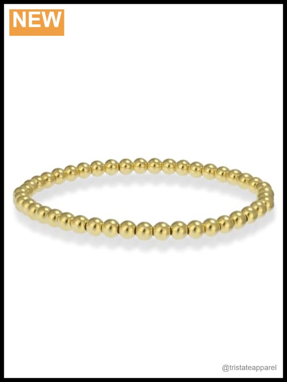 14k Gold Filled 4mm Beaded Stretch Bracelet Waterproof Handmade USA